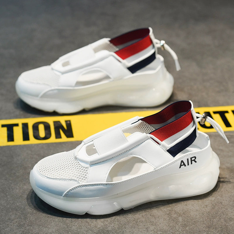 Sandálias estilo tenis confortável de malha respirável