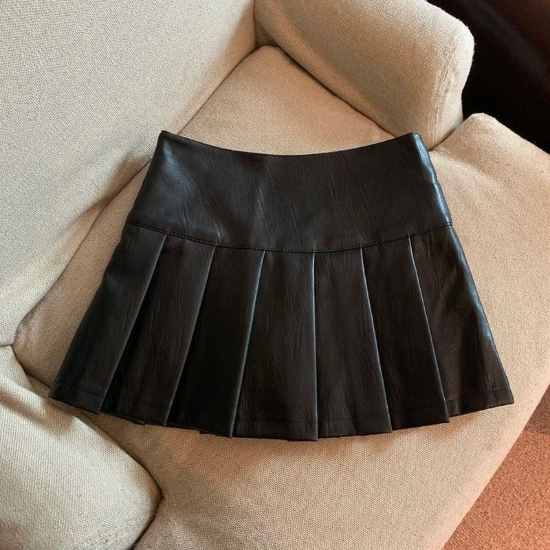 Mini saia feminina vintage cintura alta saias plissadas streetwear coreano preto magro casual a linha saias novo