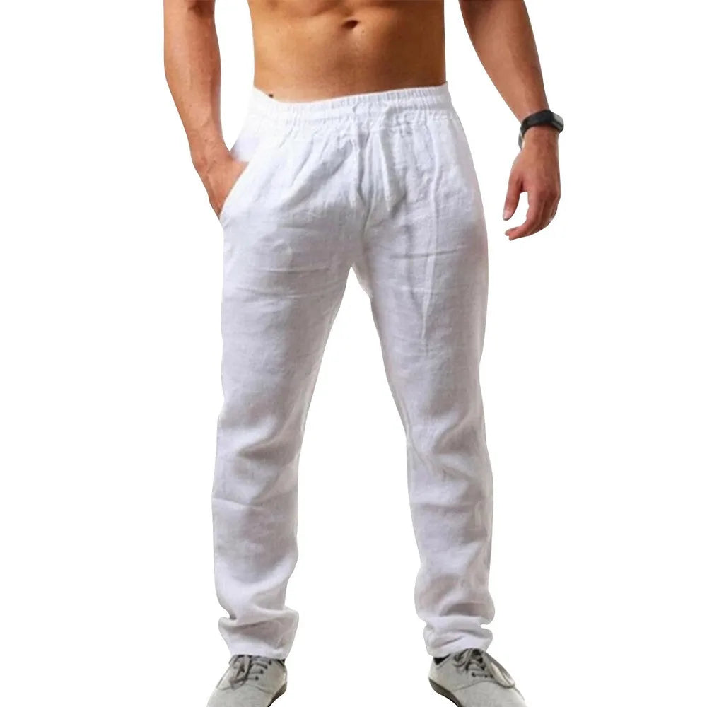 Calça de algodão esportiva rápida masculina, calça monocromática, roupa de