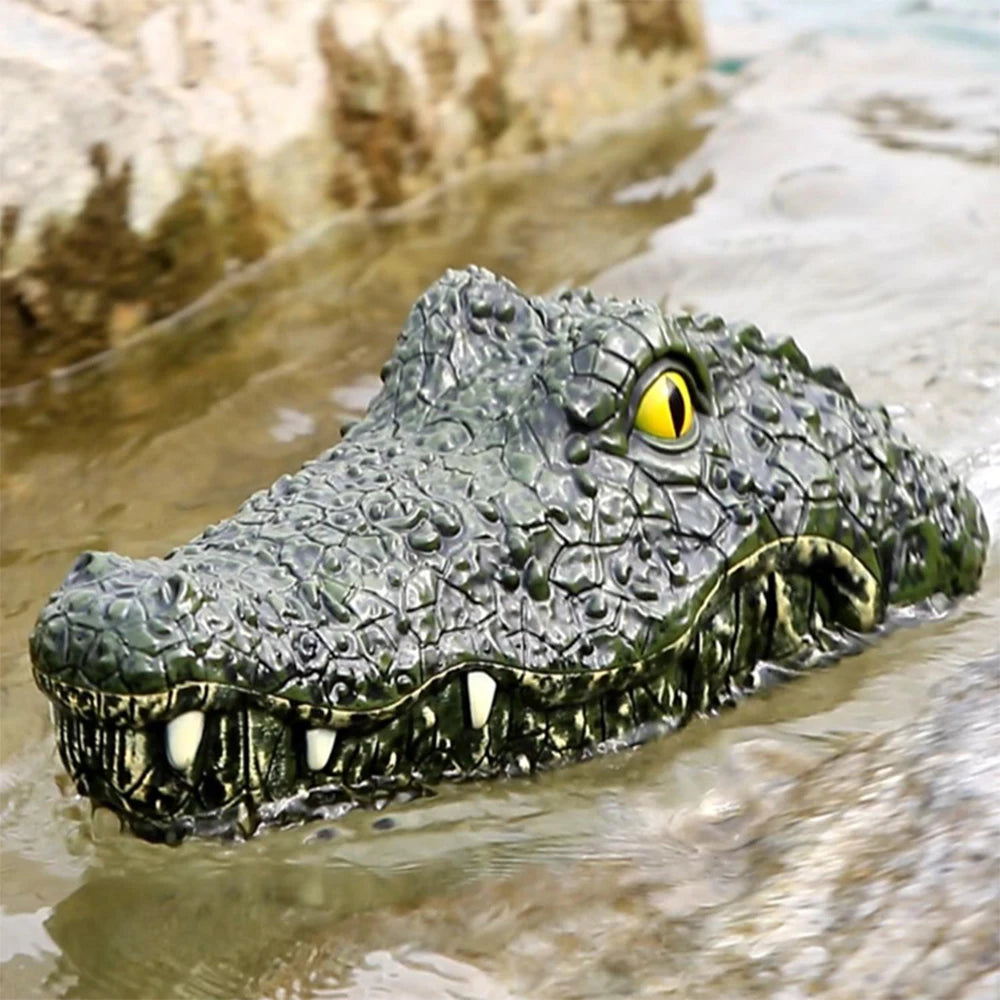 Rc barco navio brinquedo simulação cabeça de crocodilo 2.4g controle remoto piada jacaré chamariz brinquedos elétricos verão água spoof brinquedos presente