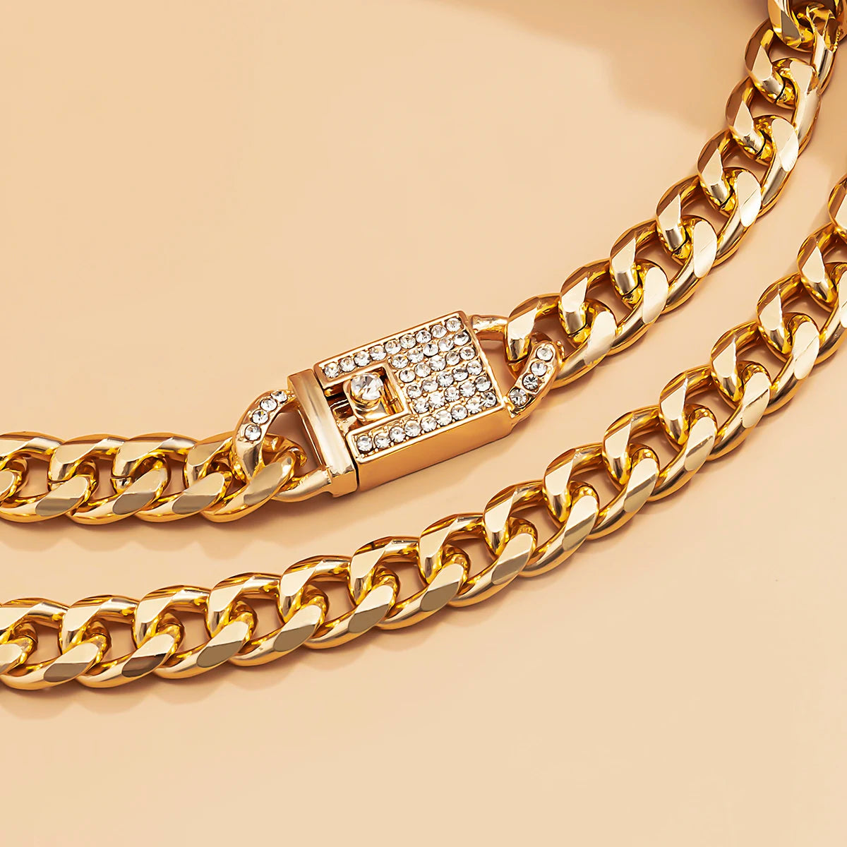 Corrente Luxo cristal strass alternar fecho gargantilha colar feminino hip hop grosso miami cubana colar jóias