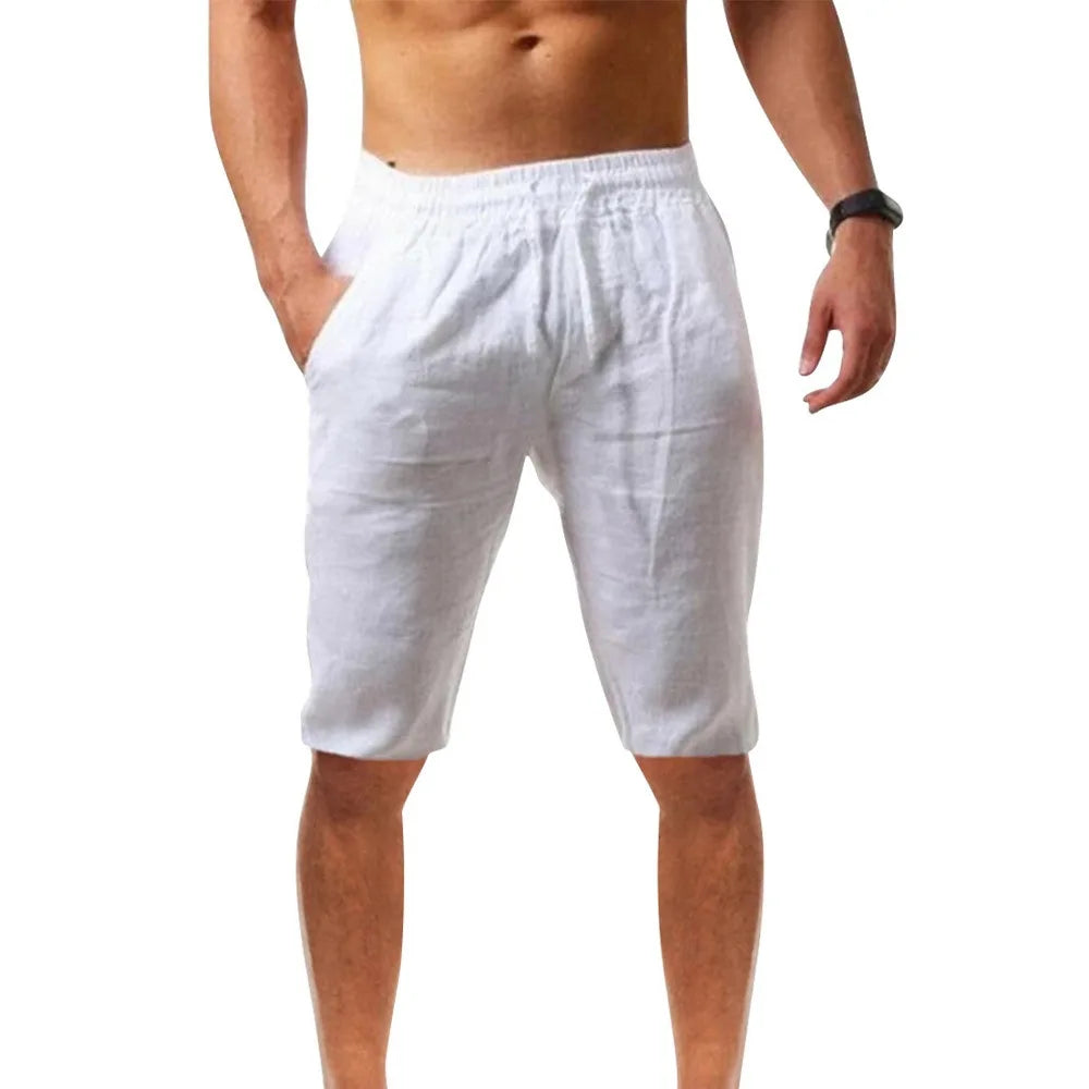 Calça de algodão esportiva rápida masculina, calça monocromática, roupa de