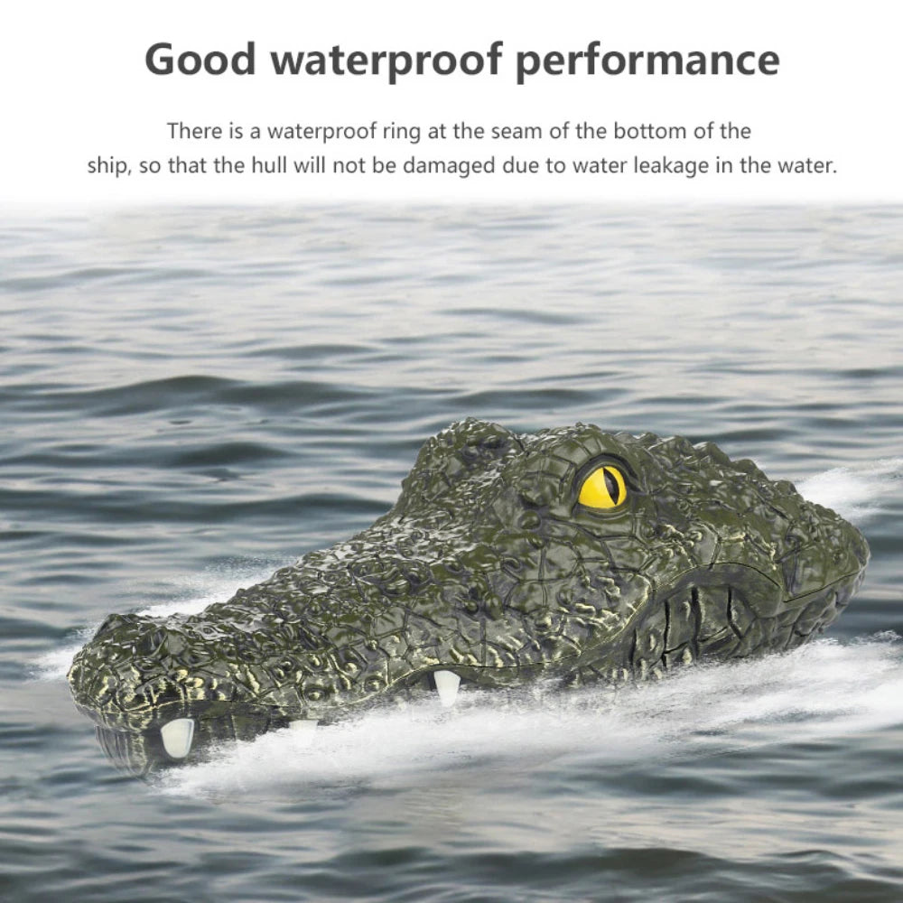 Rc barco navio brinquedo simulação cabeça de crocodilo 2.4g controle remoto piada jacaré chamariz brinquedos elétricos verão água spoof brinquedos presente