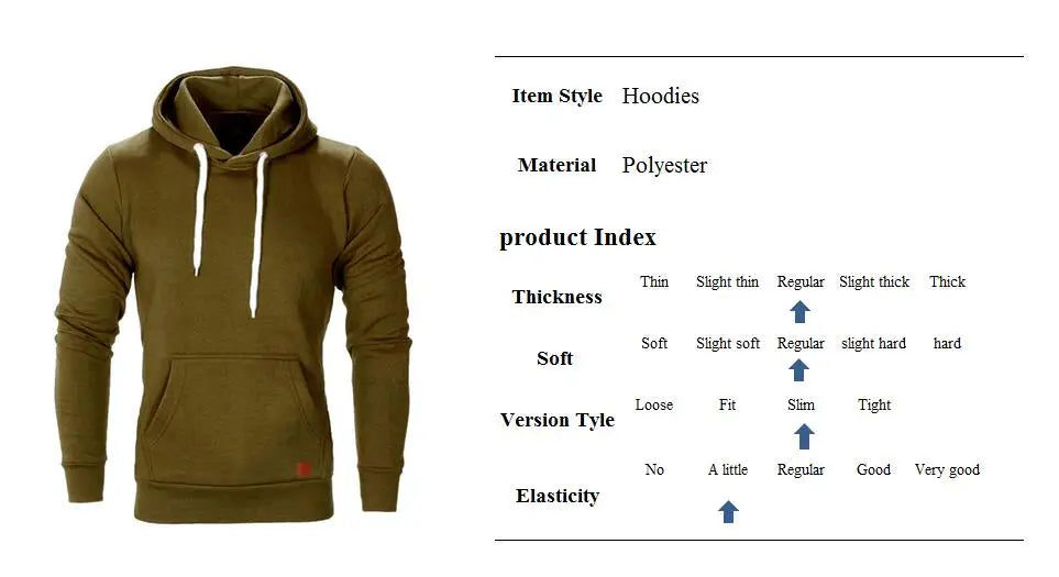 Moletom de manga comprida masculino com capuz casual