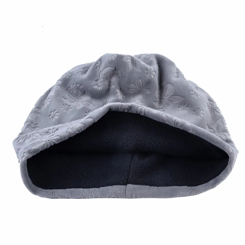 Touca para mulheres macio gravação flores gorro dupla camada quente skullies beanies feminino gorro touca