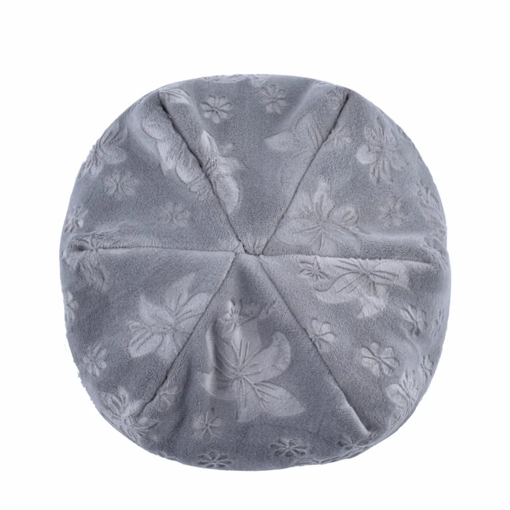 Touca para mulheres macio gravação flores gorro dupla camada quente skullies beanies feminino gorro touca