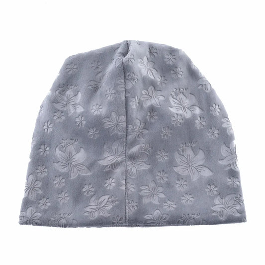 Touca para mulheres macio gravação flores gorro dupla camada quente skullies beanies feminino gorro touca