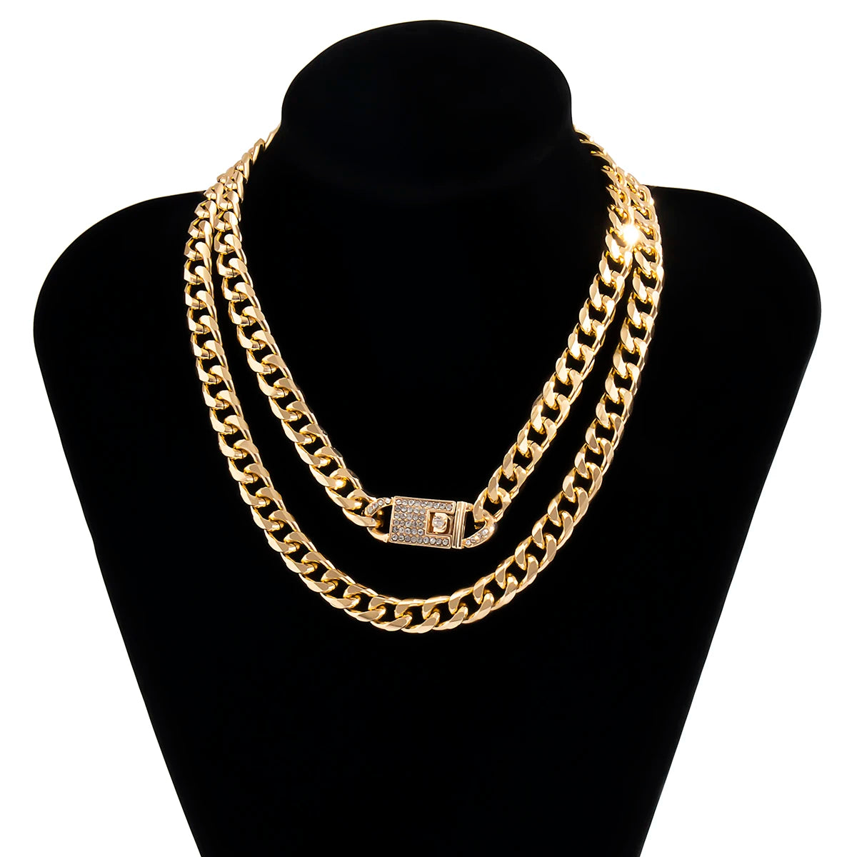 Corrente Luxo cristal strass alternar fecho gargantilha colar feminino hip hop grosso miami cubana colar jóias