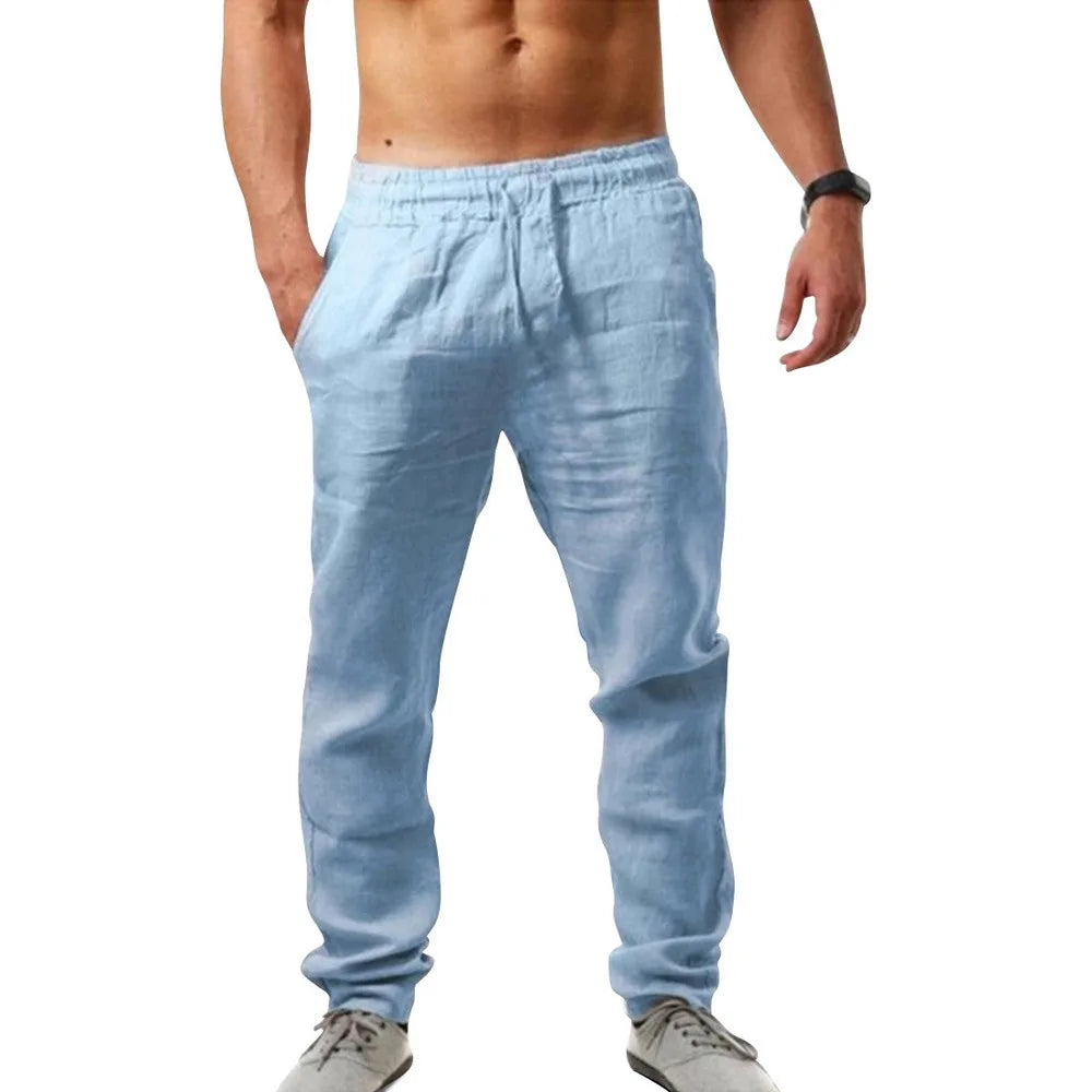 Calça de algodão esportiva rápida masculina, calça monocromática, roupa de