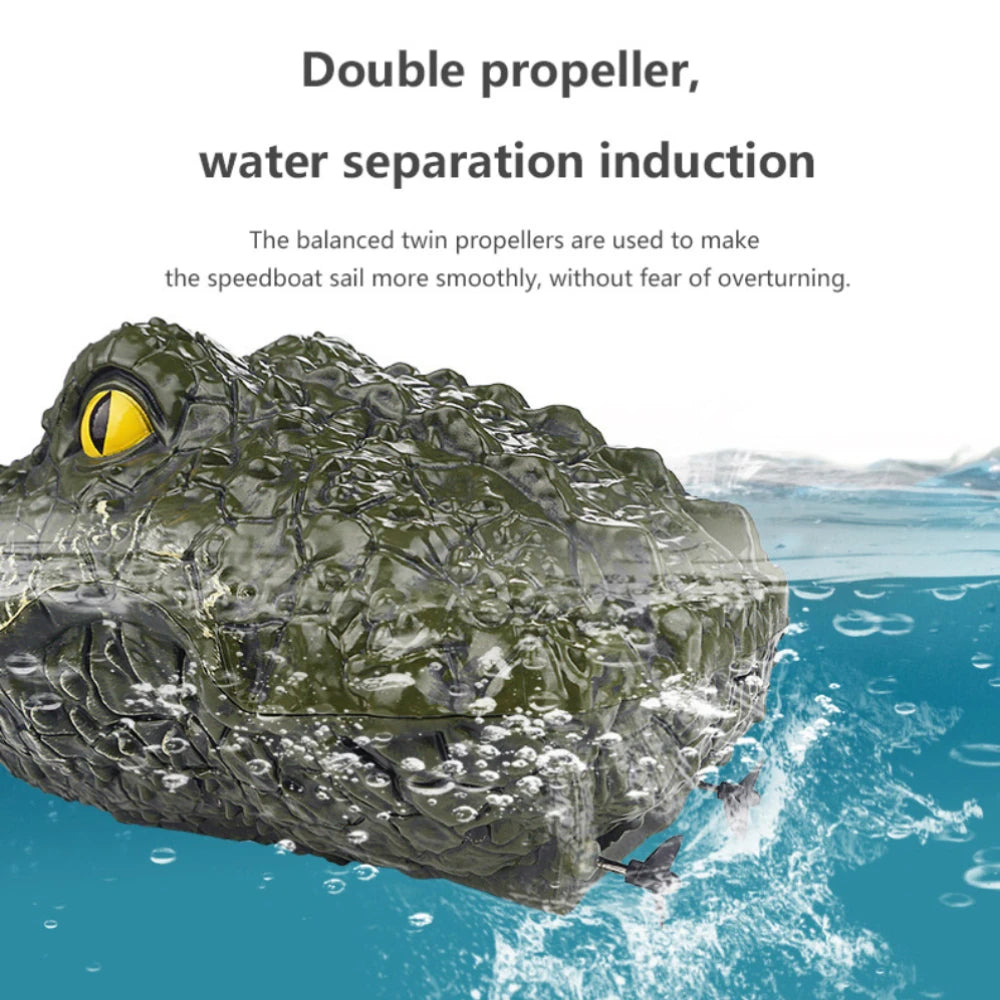 Rc barco navio brinquedo simulação cabeça de crocodilo 2.4g controle remoto piada jacaré chamariz brinquedos elétricos verão água spoof brinquedos presente