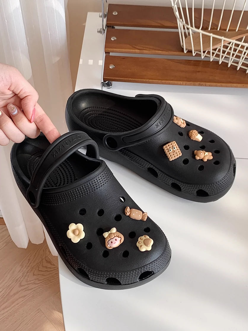 Crocs antiderrapantes verão desenho animado bonito sapatos femininos