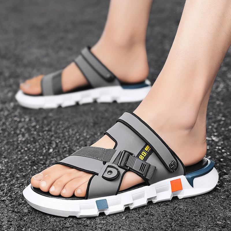 Sandálias masculinas recém-chegadas, verão, jovens, adolescentes, antiderrapantes, esportes de praia, chinelos de uso duplo