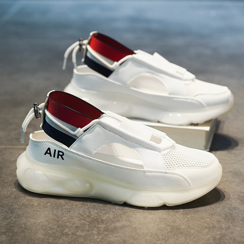 Sandálias estilo tenis confortável de malha respirável