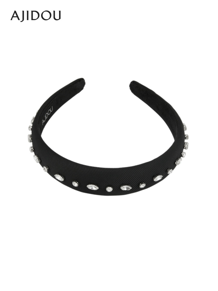 Faixa de cabelo larga embelezada com zircão de cor pura