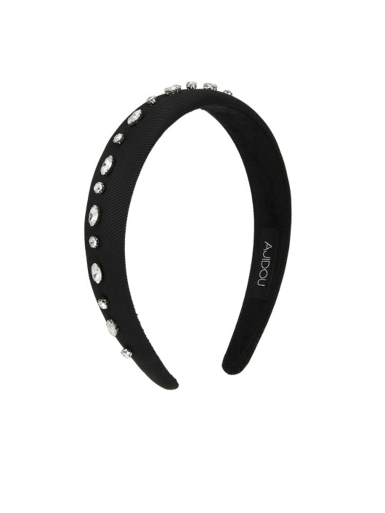 Faixa de cabelo larga embelezada com zircão de cor pura