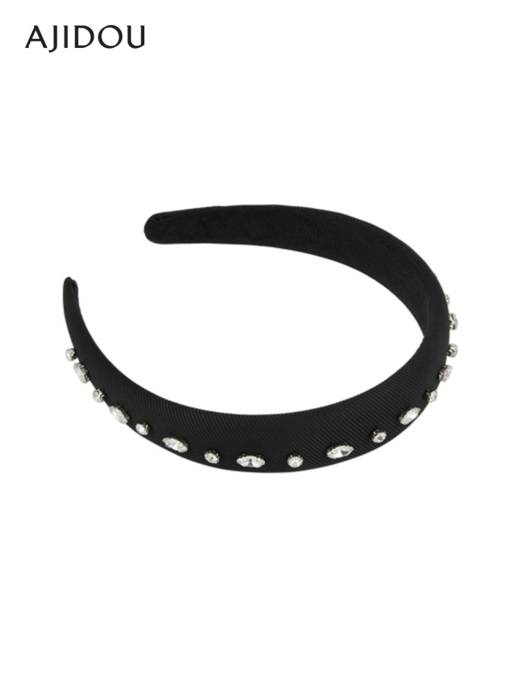Faixa de cabelo larga embelezada com zircão de cor pura