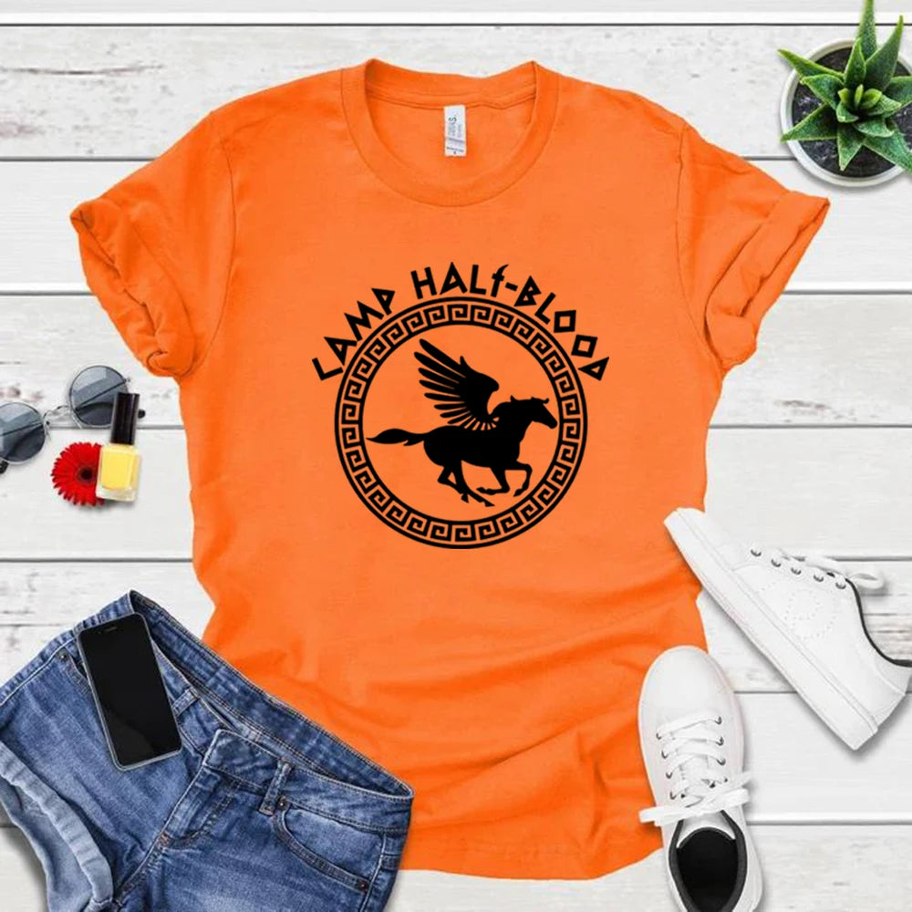 Camisetas Camp Meio Sangue, Camiseta de Jogo de Treinamento de Outono, Camiseta de Halloween, Presente Mágico, Camiseta Percy Jackson, Camisetas Unissex, Camisetas Harajuku
