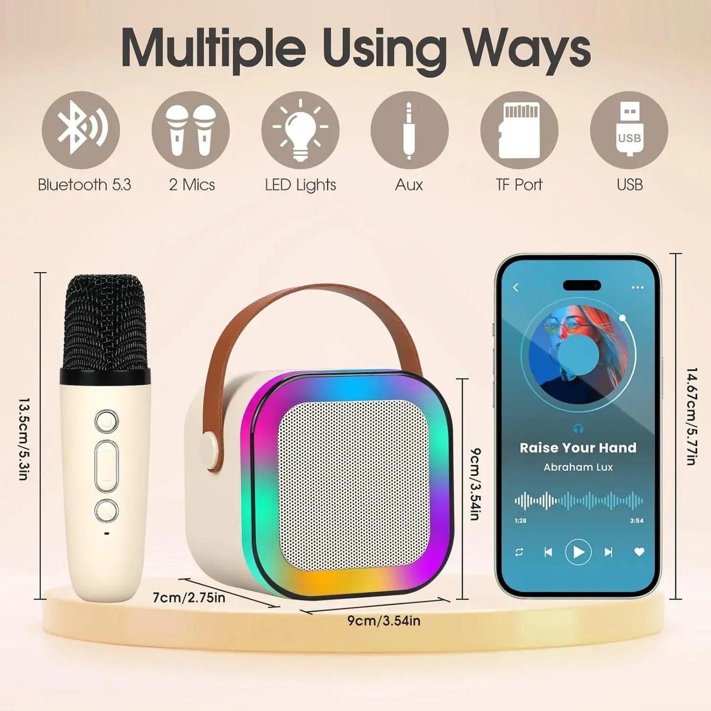 K12 Máquina de Karaokê Crianças Adultos Mini Portátil Bluetooth Karaokê Alto-falante com 2 Microfones Sem Fio Sistema de Alto-falante de Aniversário Presente