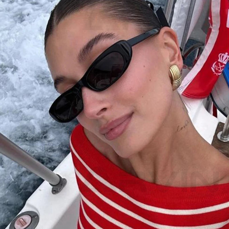 Óculos de sol feminino pequeno quadro preto óculos de sol marca moda pontos quentes feminino óculos estrela tons uv400