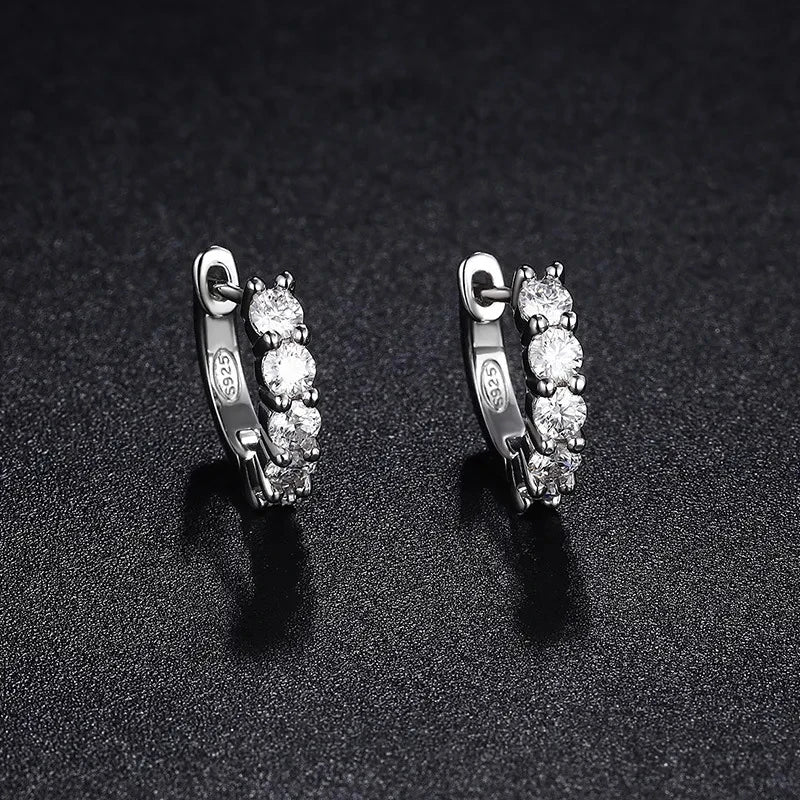 Brincos de Luxo sólido prata esterlina simples zircônia deslumbrante cássico para mulheres casamento banda declaração jóias