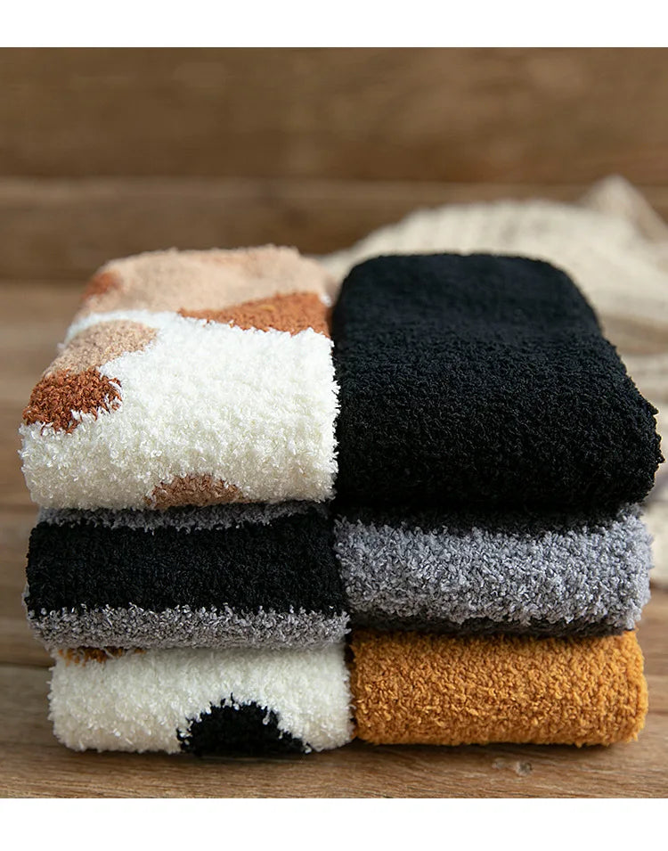 Meias bonito gato garra meias para mulheres crianças meninas tubo médio engrossado meias de sono