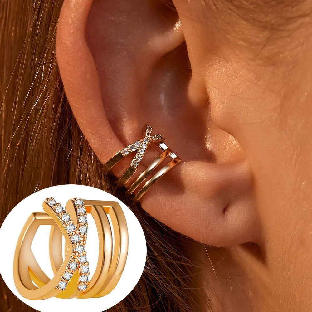 Brincos de clipe de orelha do punk para mulheres jóias punhos de orelha sem furo falso piercing brinco earcuff c-forma clip em brincos brincos
