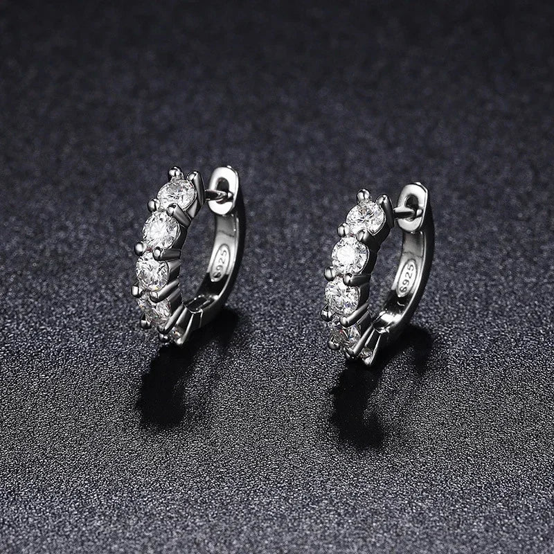Brincos de Luxo sólido prata esterlina simples zircônia deslumbrante cássico para mulheres casamento banda declaração jóias