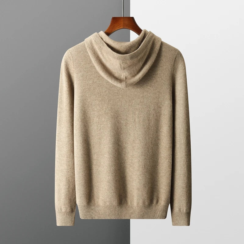 Moletom masculino pronto para usar, peça única, 100% lã merino, moletom de malha, outono inverno, casual, top grande, manga comprida