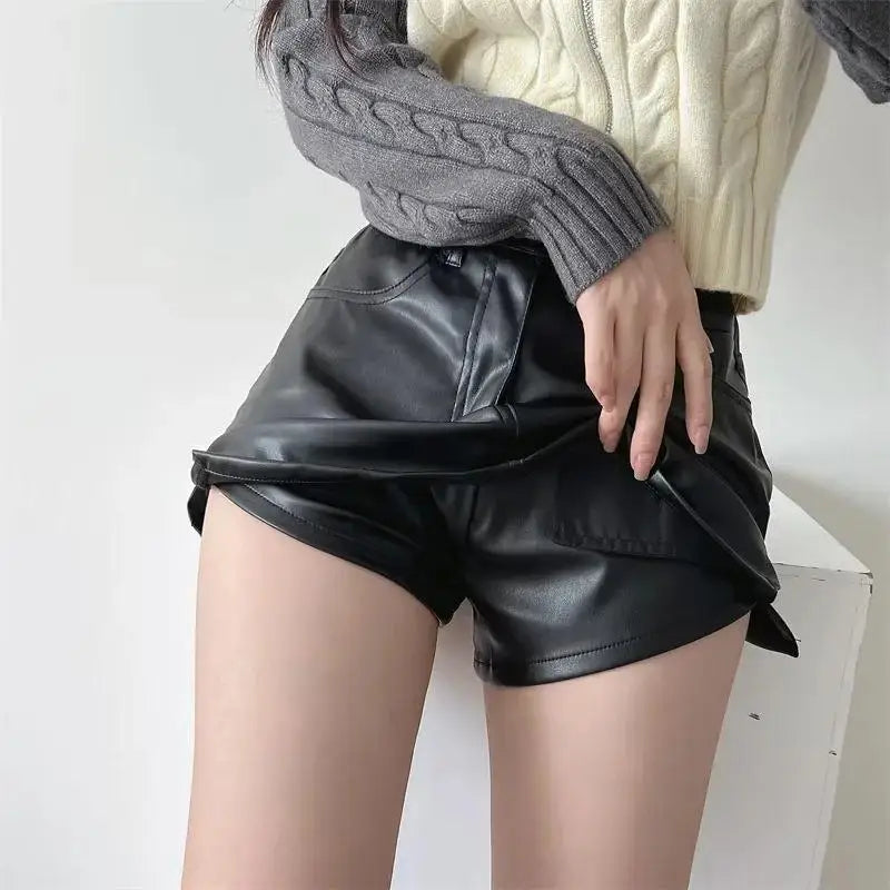Saia curta feminina de couro vintage harajuku streetwear feminino preto sexy split magro cintura alta a linha mini saias