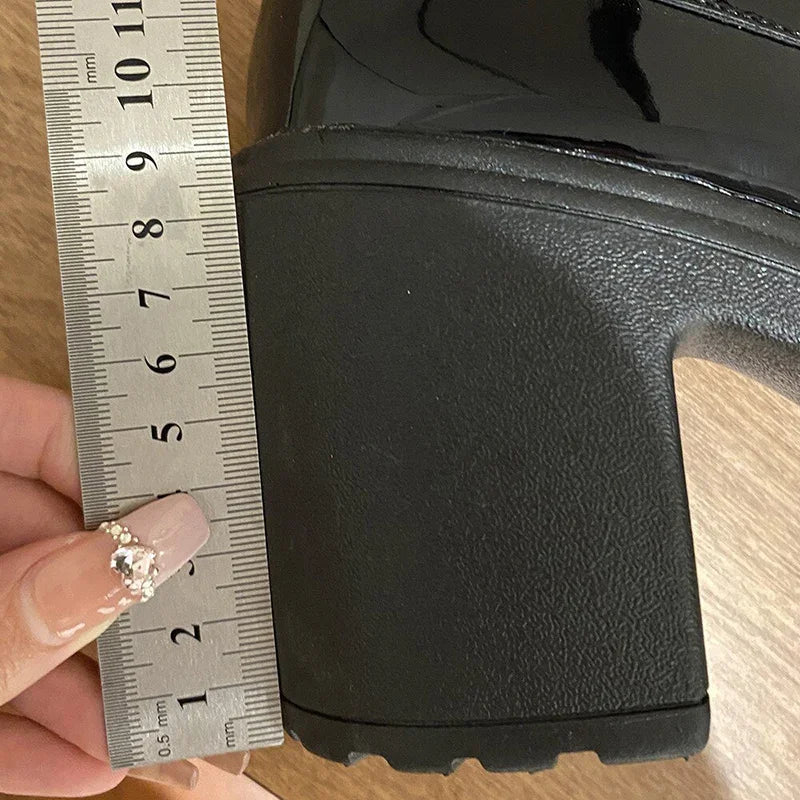 Salto Alto Mocassins Femininos Sapatos Retro Salto Grosso Bombas Feminino