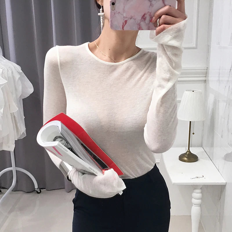 feminina camiseta de manga longa