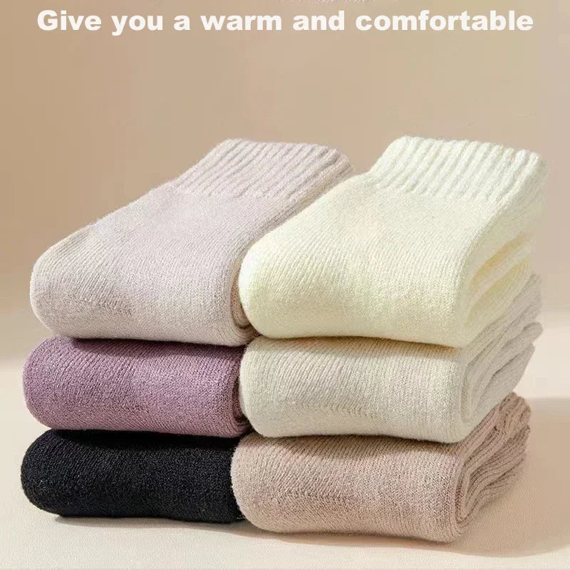 Pares meias femininas de lã outono inverno quente neve markron cor grossa pelúcia peludo macio pós-parto meias chão sono meias