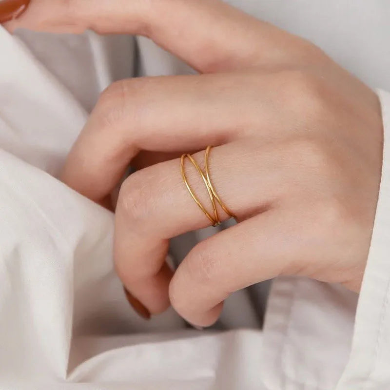 Anél fino feminino requintado clássico anel de aço inoxidável moda jóias presentes