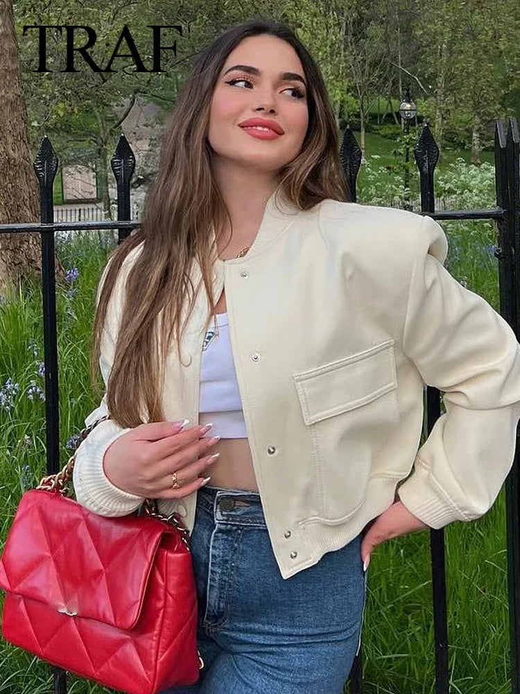 Jaqueta  manga longa fino casaco cortado jaqueta feminina casual chique topos streetwear navio livre