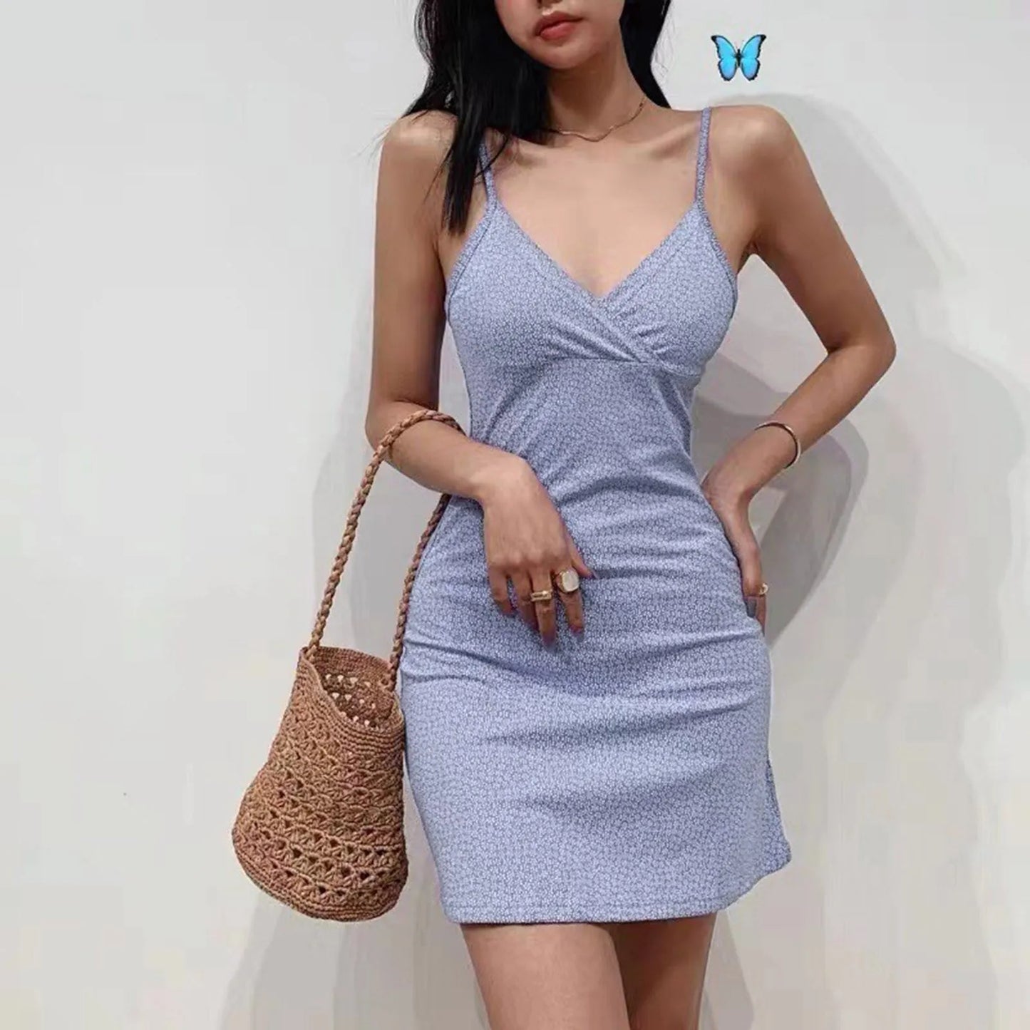 Vestido feminina verão retro floral impresso halter vestido sexy decote em v magro vestido curto casual sem mangas praia mini vestidos