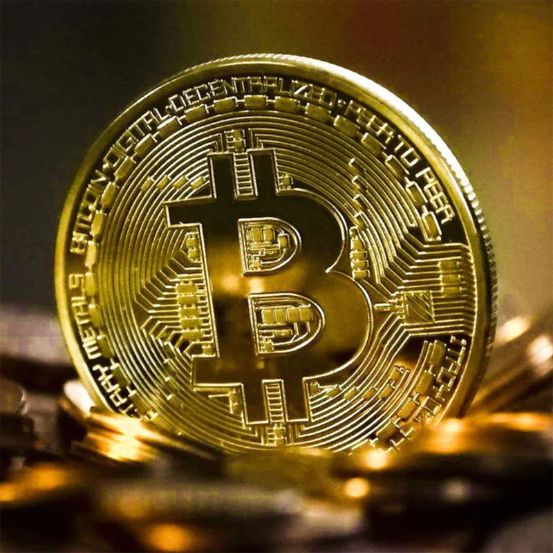 Moedas de bitcoin banhadas a ouro coleção de arte artesanato réplica decoração moeda física metal moeda de prata coleção de arte