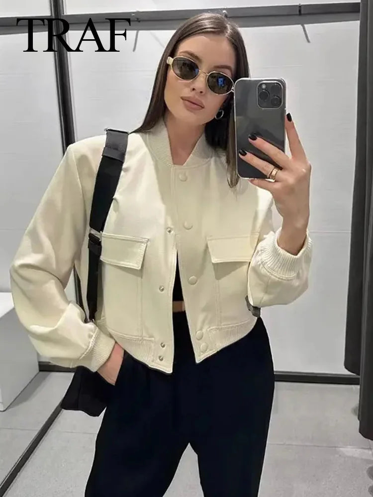 Jaqueta  manga longa fino casaco cortado jaqueta feminina casual chique topos streetwear navio livre