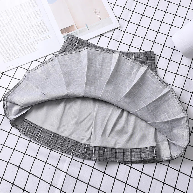 Saia de verão para mulheres estilo coreano roupas preppy meninas chique e elegante estética feminina uma linha mini xadrez saia plissada
