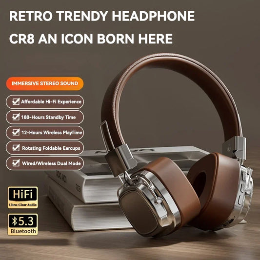 Fones de Ouvido Retro On Ear Sem Fio Bluetooth Fones de Ouvido DJ Estéreo Sons Bluetooth 5.3 Fone de Ouvido Dobrável Escolha do Jogador