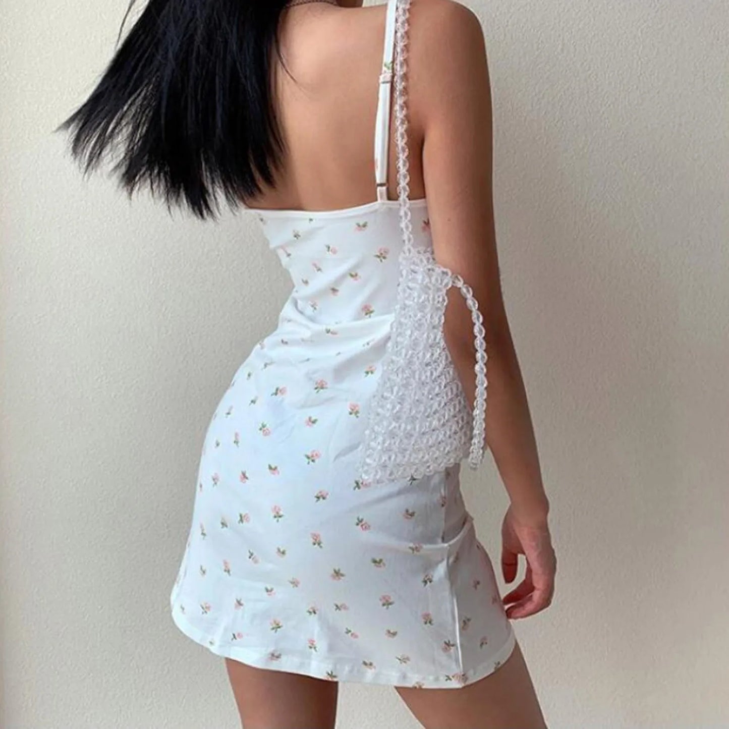 Vestido feminina verão retro floral impresso halter vestido sexy decote em v magro vestido curto casual sem mangas praia mini vestidos