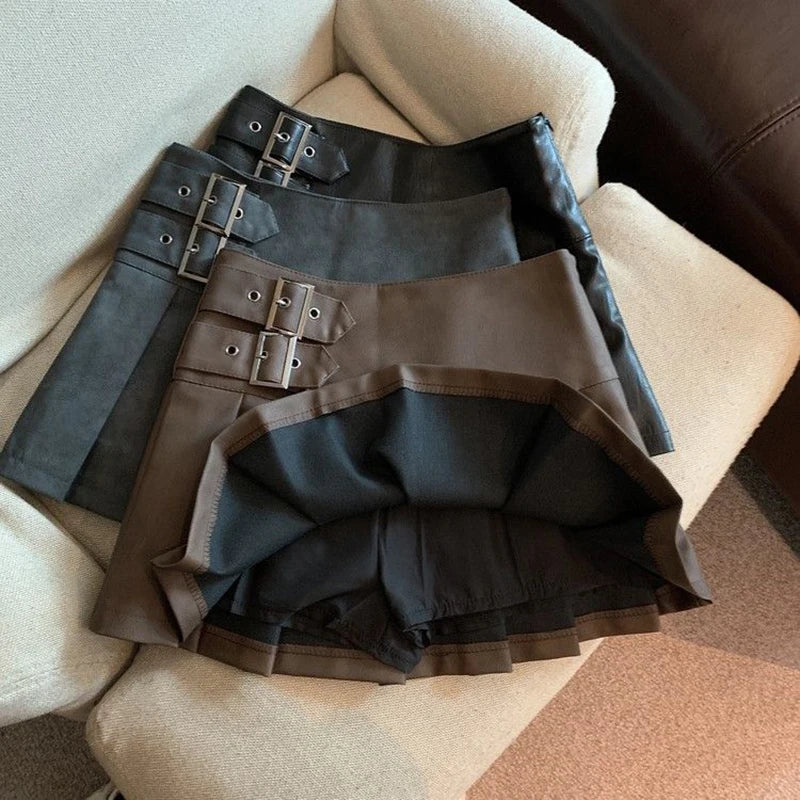 Mini saia feminina vintage cintura alta saias plissadas streetwear coreano preto magro casual a linha saias novo