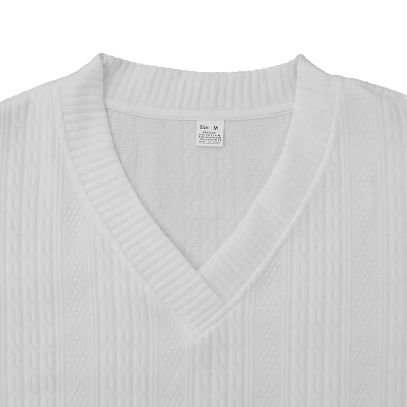 Conjunto cross border casual jacquard conjunto para verão masculino solto manga curta camiseta shorts com decote em v conjunto esportivo de duas peças