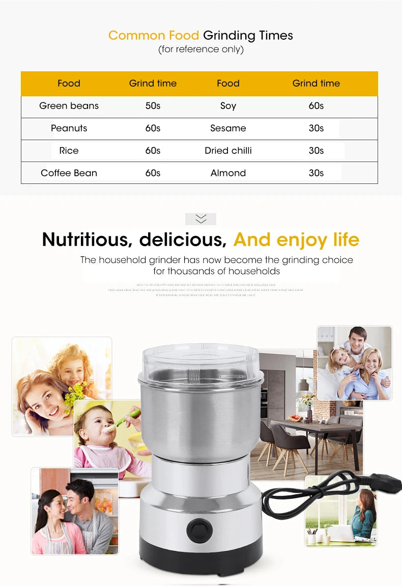 Mini Moedor Elétrico Doméstico 300ml Ultrafino Moedor de Alimentos