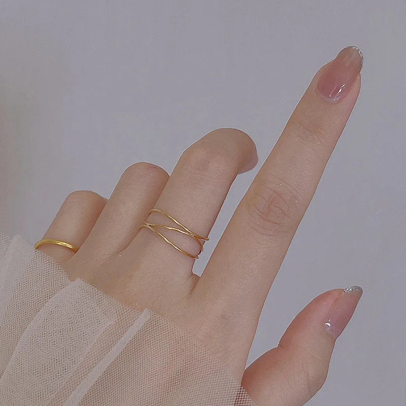 Anél fino feminino requintado clássico anel de aço inoxidável moda jóias presentes