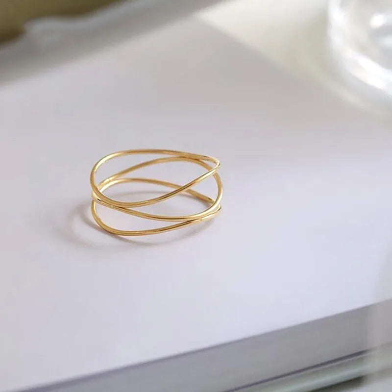 Anél fino feminino requintado clássico anel de aço inoxidável moda jóias presentes