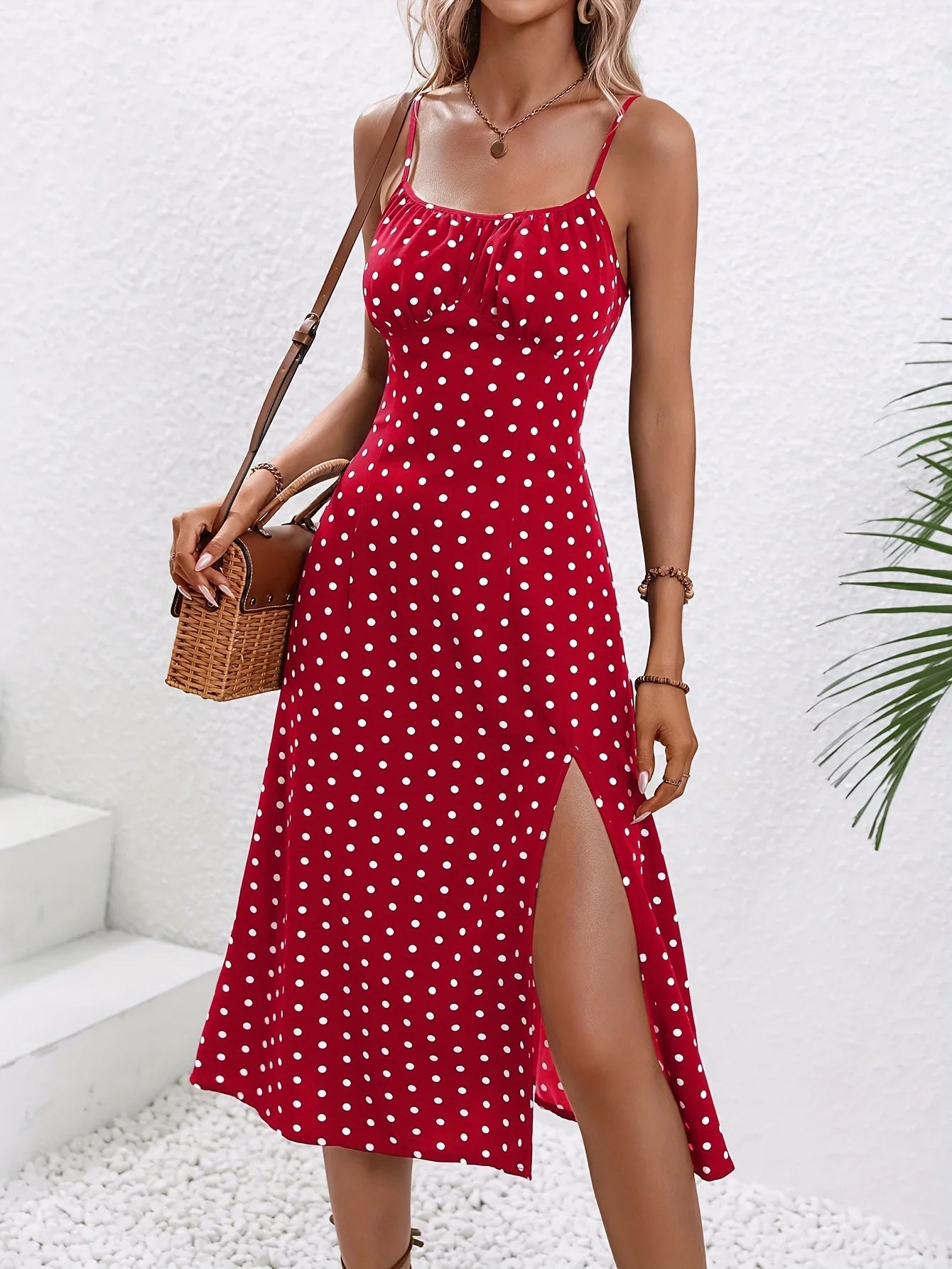 Vestido floral impressão verão boho praia vestido impressão elegante suspensórios pescoço quadrado fenda vestido