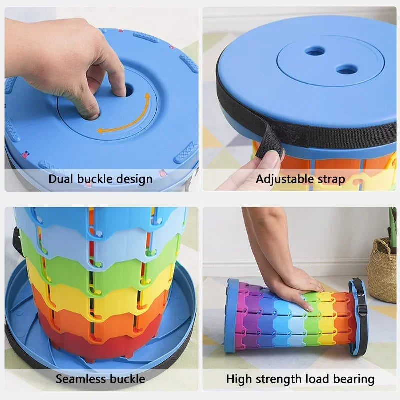 Hot Sale New Folding Stool Portable Round Folding Chair Accordion Chair Height Adjustment Elephant Swing Playground Queue Chair