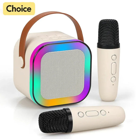 K12 Máquina de Karaokê Crianças Adultos Mini Portátil Bluetooth Karaokê Alto-falante com 2 Microfones Sem Fio Sistema de Alto-falante de Aniversário Presente
