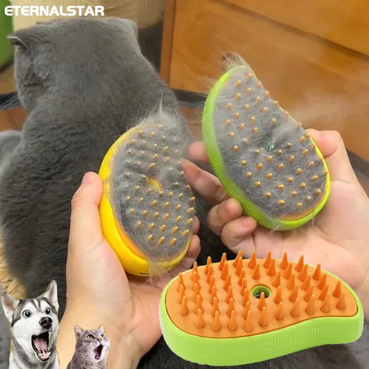3 em 1 gato cão vapor escova escova de cabelo spray gato escova de cabelo para massagem pet grooming ferramenta derramamento 3 em 1 sprays pentes de massagem