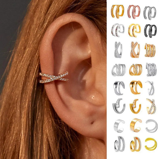 Brincos de clipe de orelha do punk para mulheres jóias punhos de orelha sem furo falso piercing brinco earcuff c-forma clip em brincos brincos